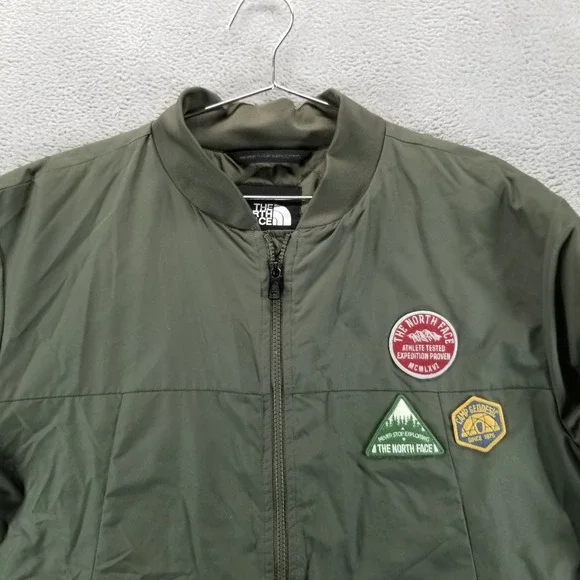 The North Face Jacket Mens‎ XL Green Flight Aviator Bomber Patches Military - Picture 3 of 9